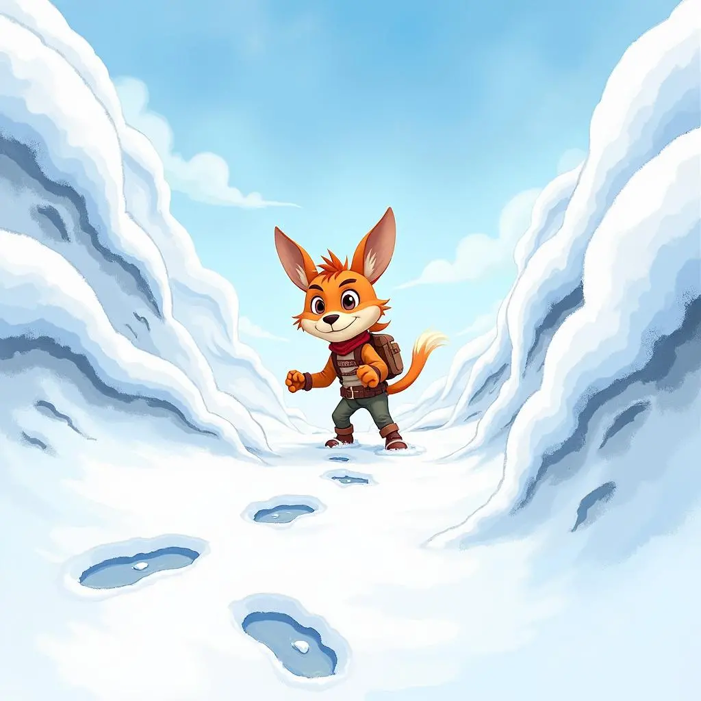 Eric walking forward in the snow