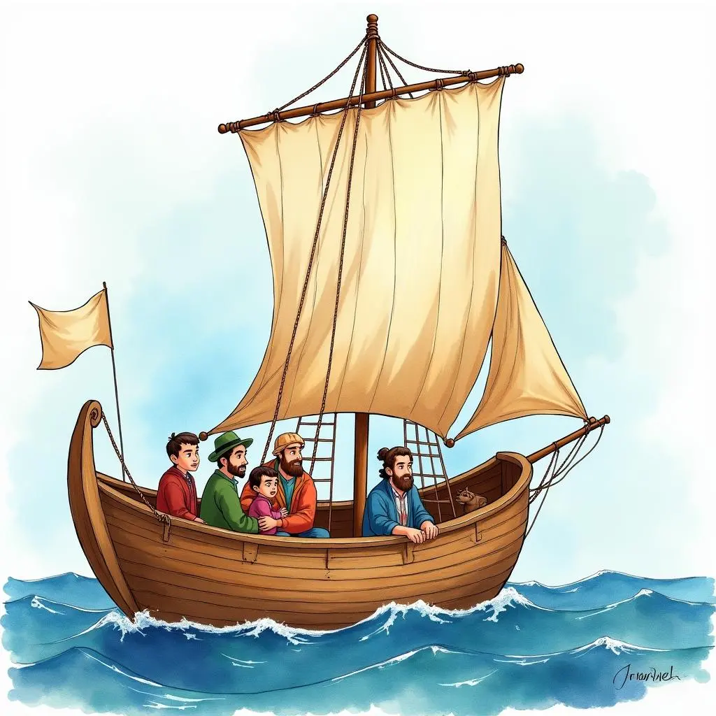 The small fishing boat returns with the fishermen