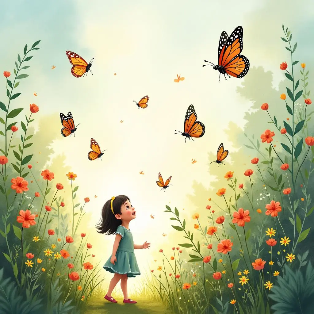 Lucia entering the butterfly garden