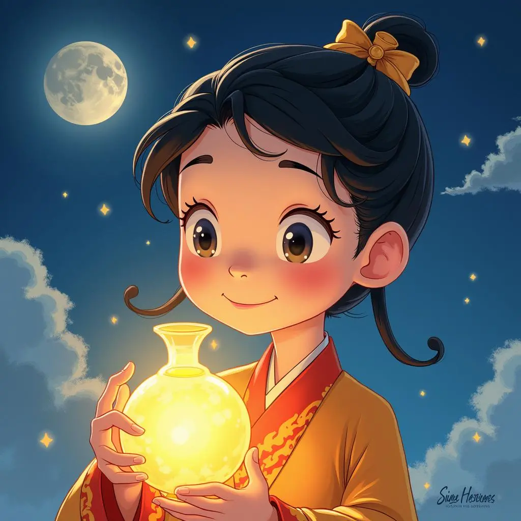 Chang'e holding the elixir of immortality