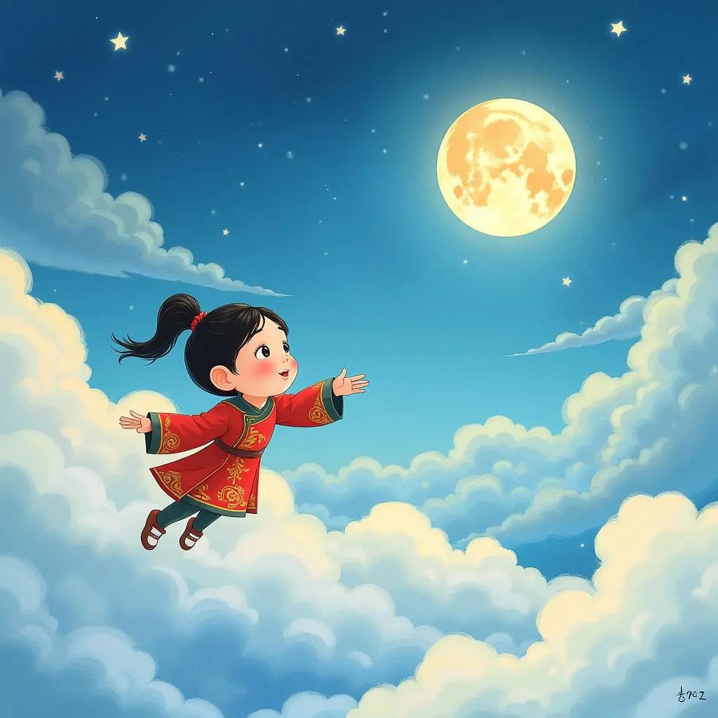 Chang'e flying towards the moon