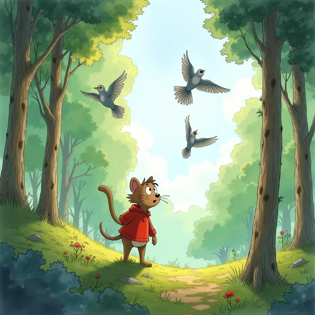 The cloud flies over the forest