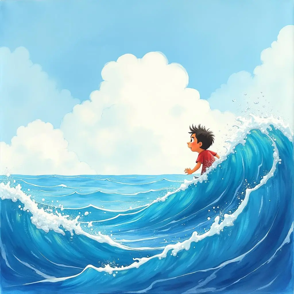 The cloud floats above the sea