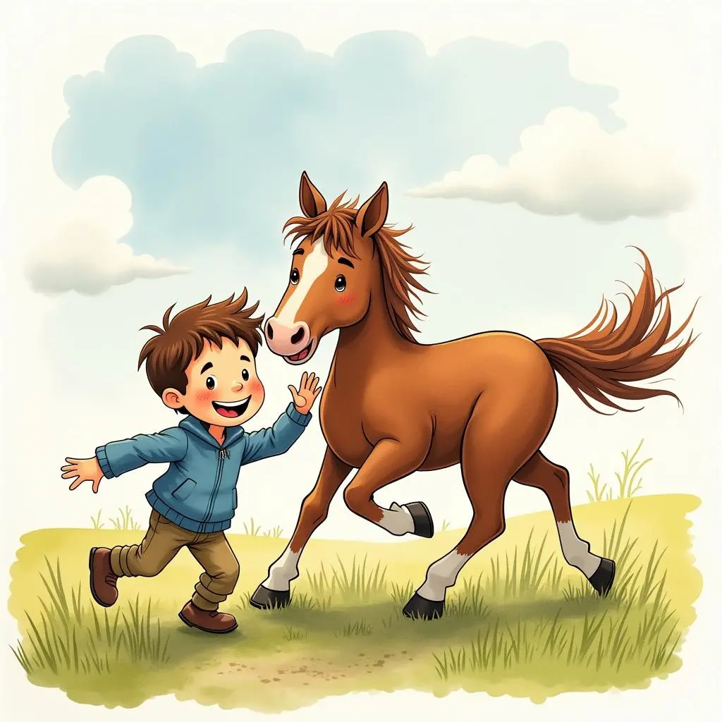 Hans sets off on his horse