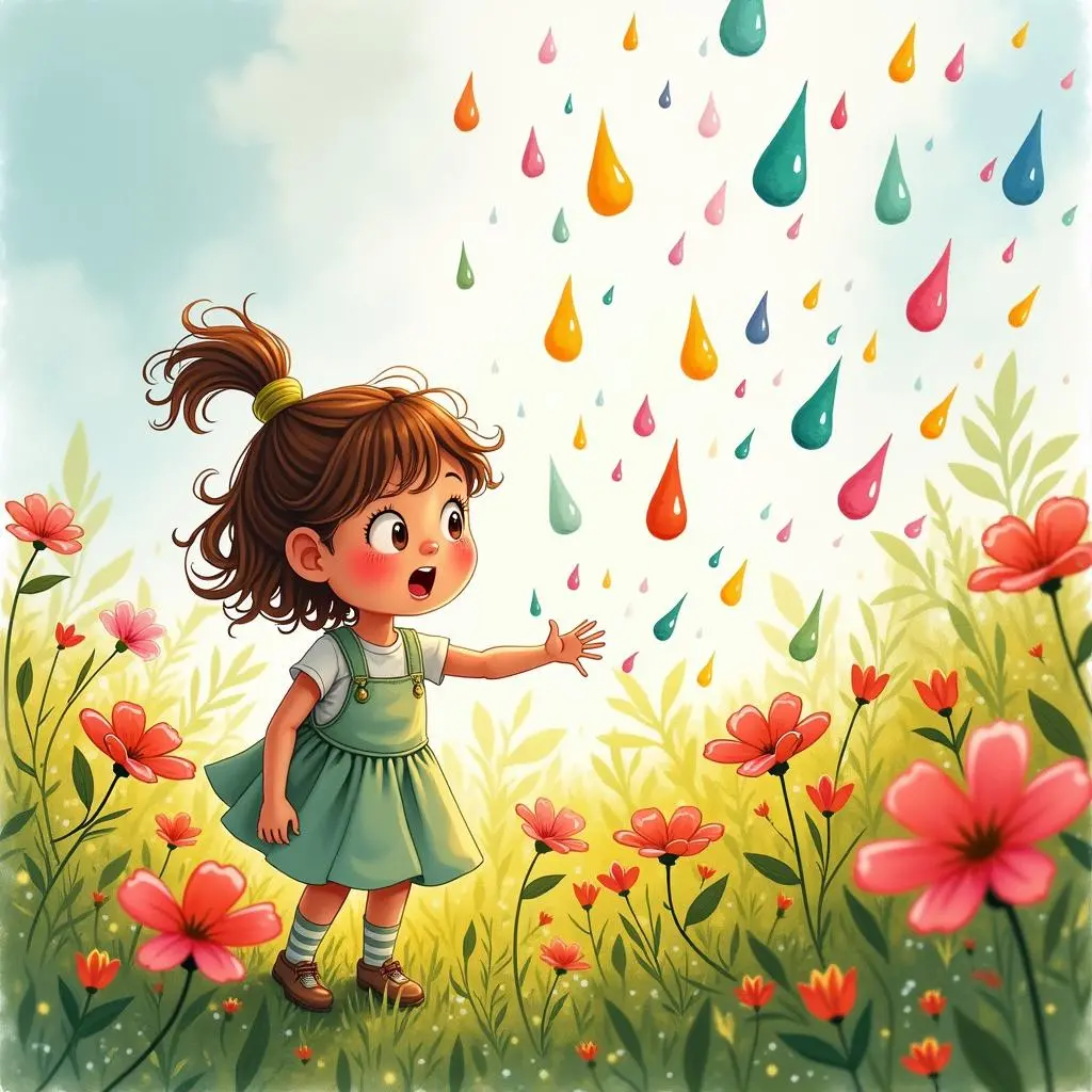 雨滴落在花朵上,花朵变色
