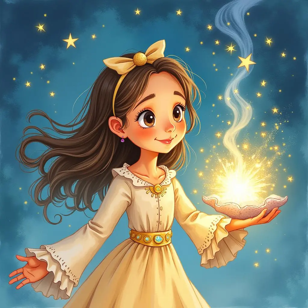 The conch girl casting magic