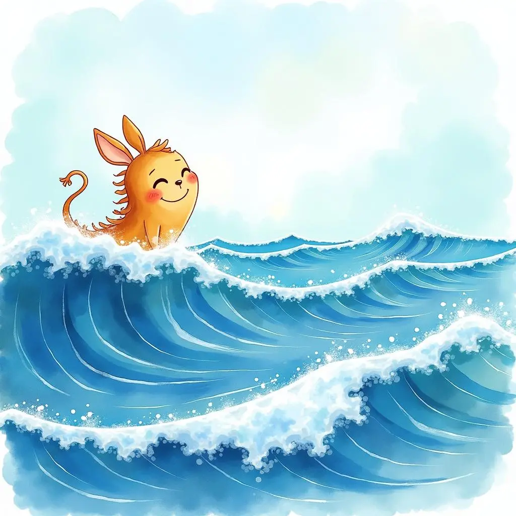 The waves surge towards the sea