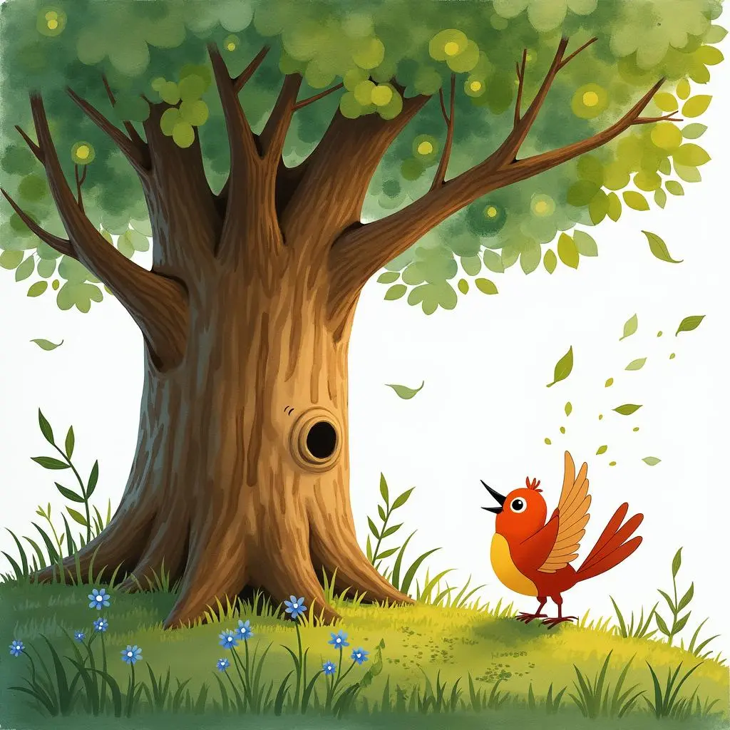Kiki listens to the wind blowing through the leaves under the big tree