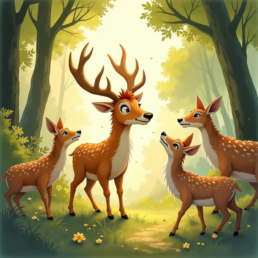 The golden deer among the animals