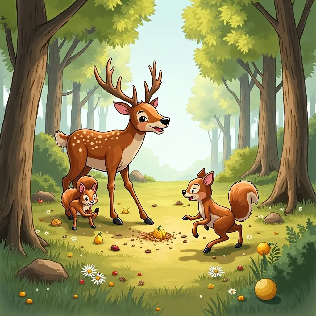 The animals cooperate to find food together