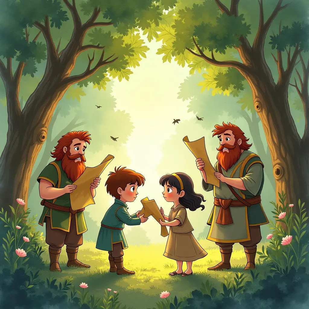 Jason and his companions are discussing in the forest