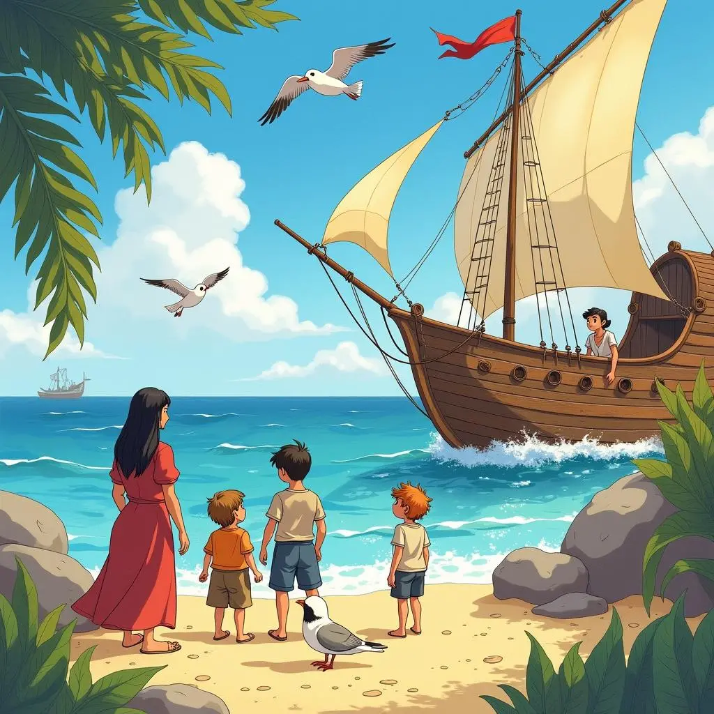 The Argo docks beside a mysterious island