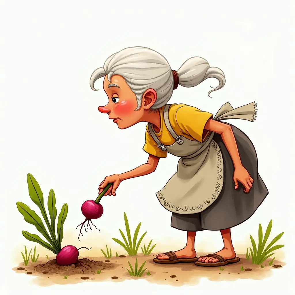 The old grandma comes to help