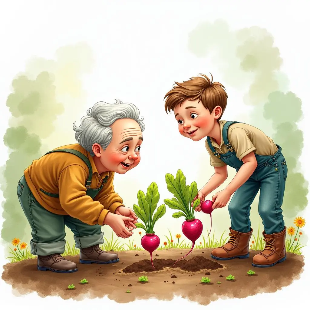 The little grandson joins in
