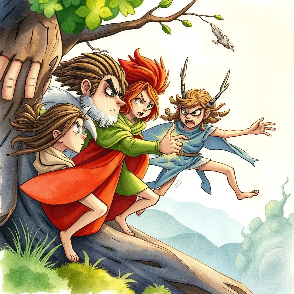 The nymphs drive away the apple - thief