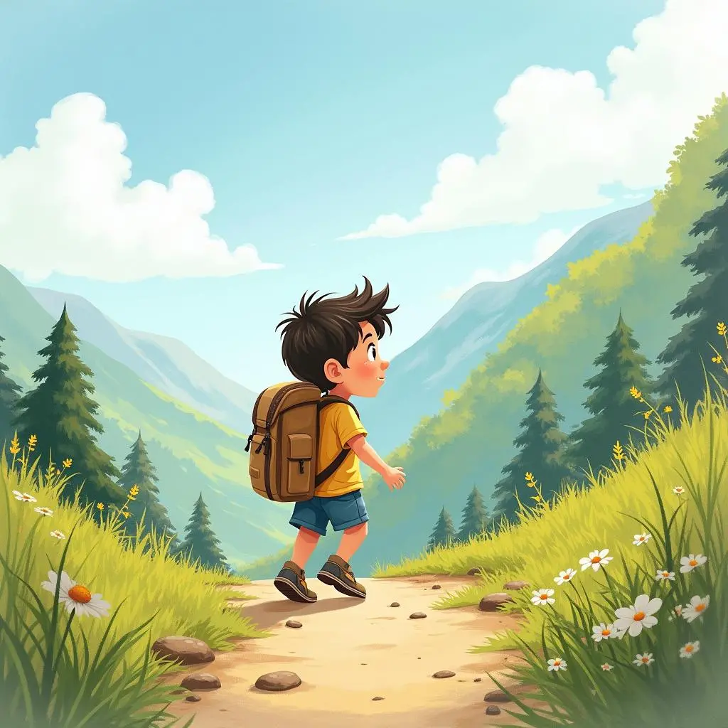 Hans embarks on his mountain - climbing journey