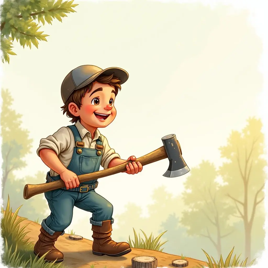 The woodcutter holds his own axe