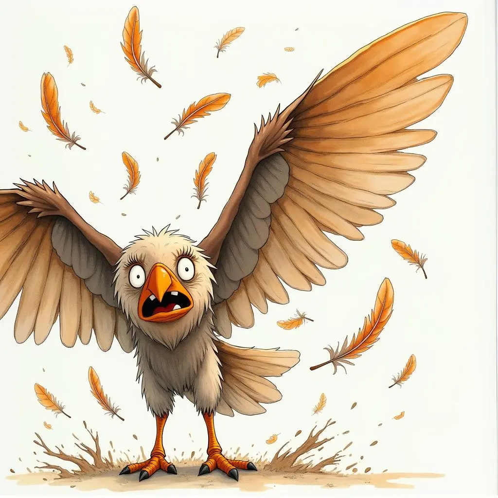 Feathers on Icarus's wings falling off