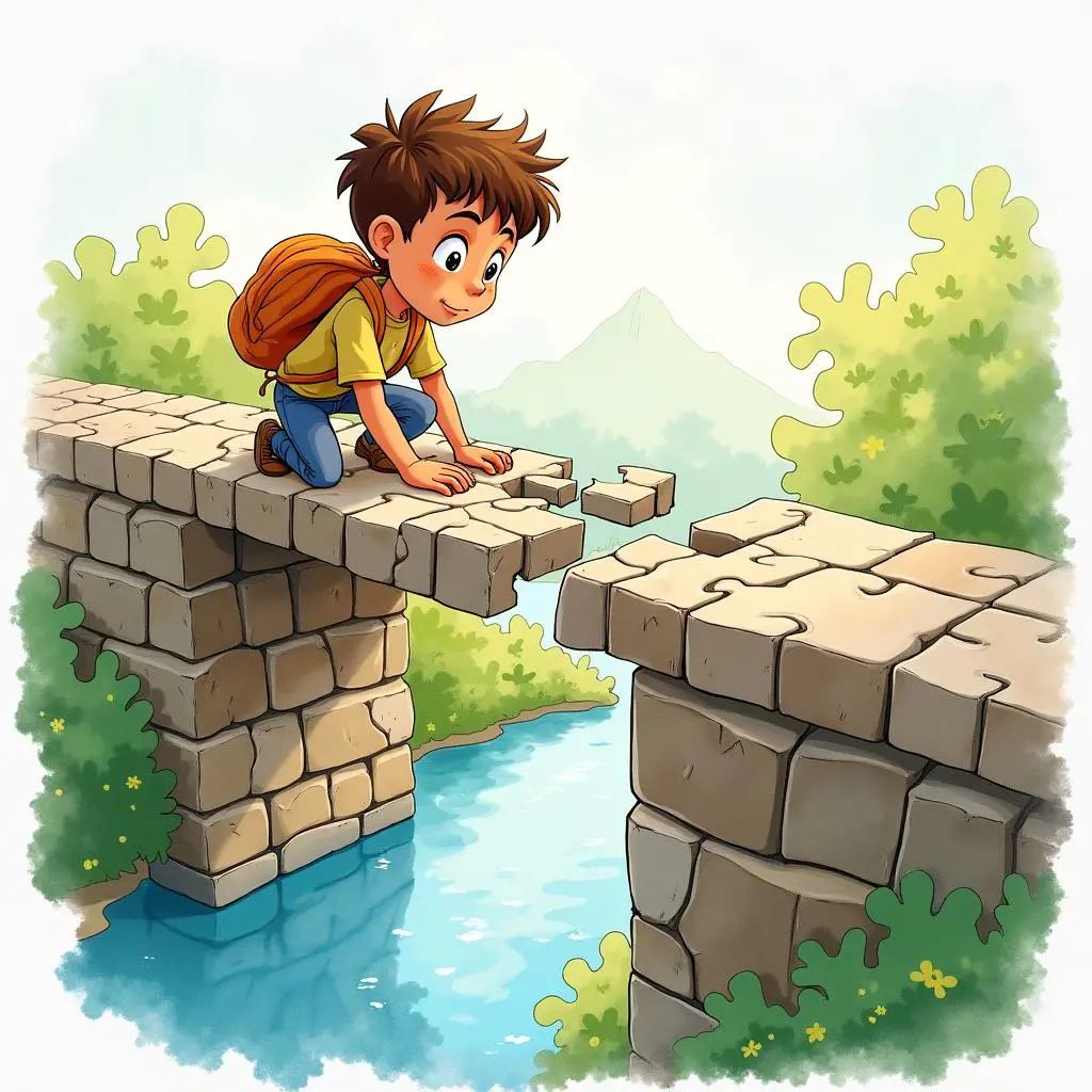 Use jigsaw pieces to repair the bridge