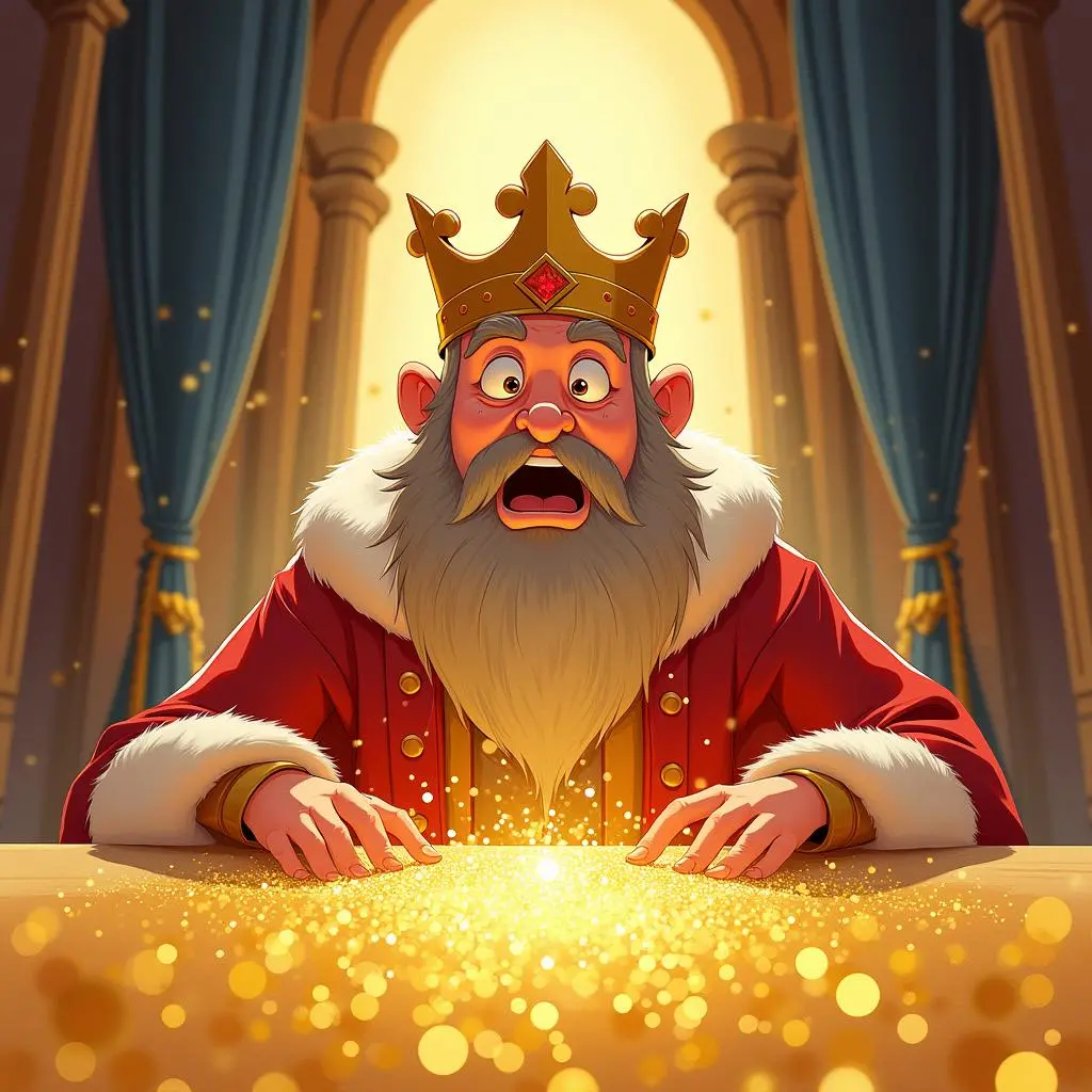 Midas touches the table and it turns into gold