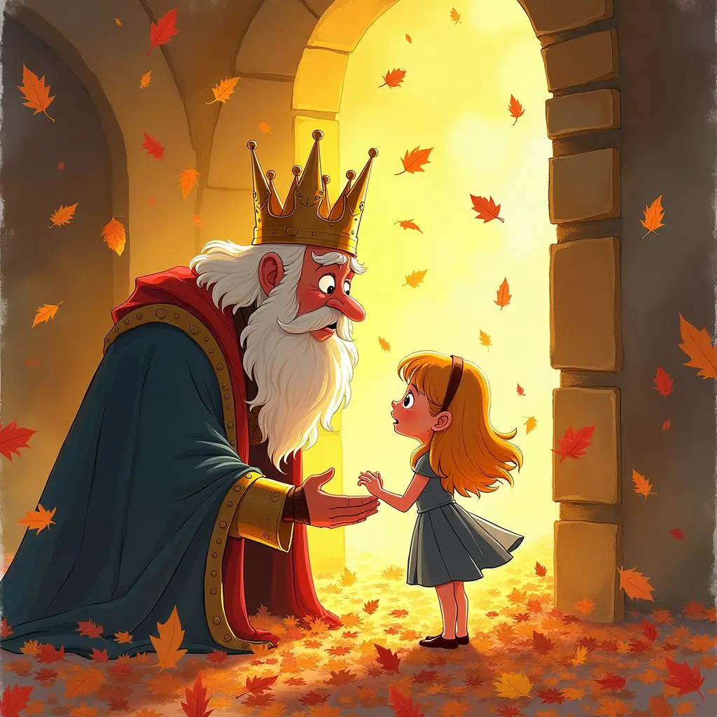 Midas' daughter turns into a golden statue