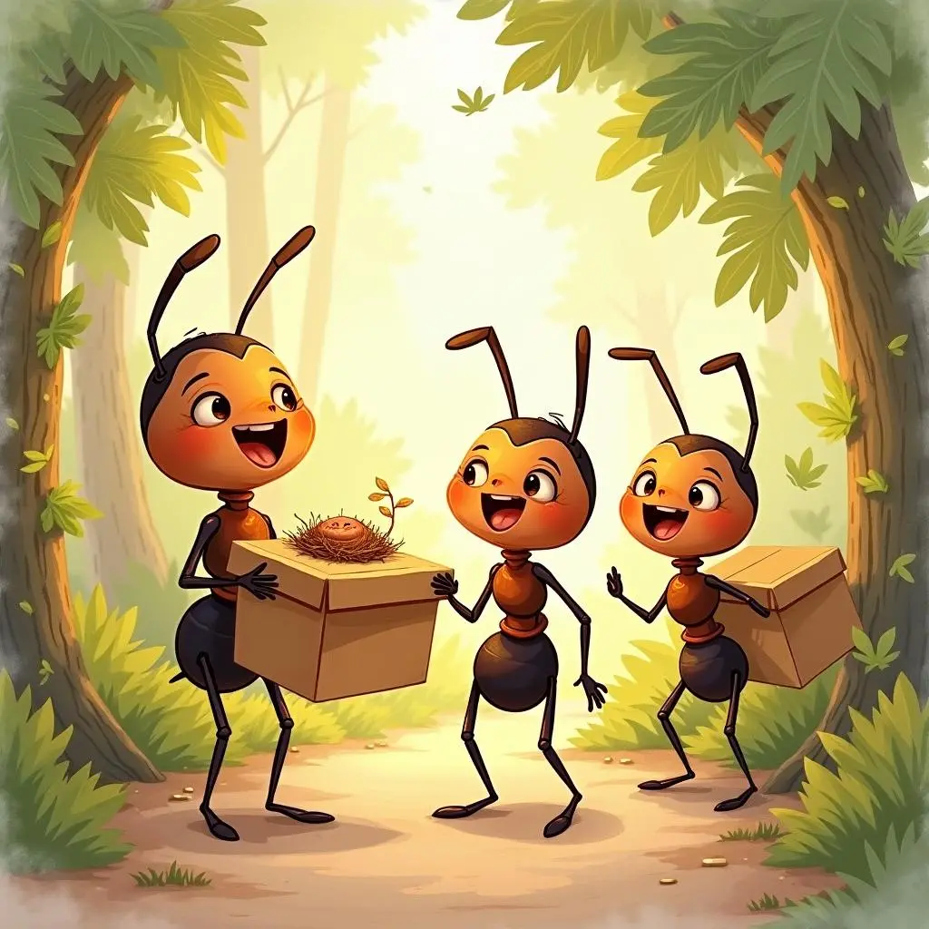 Little ants arriving at their new home