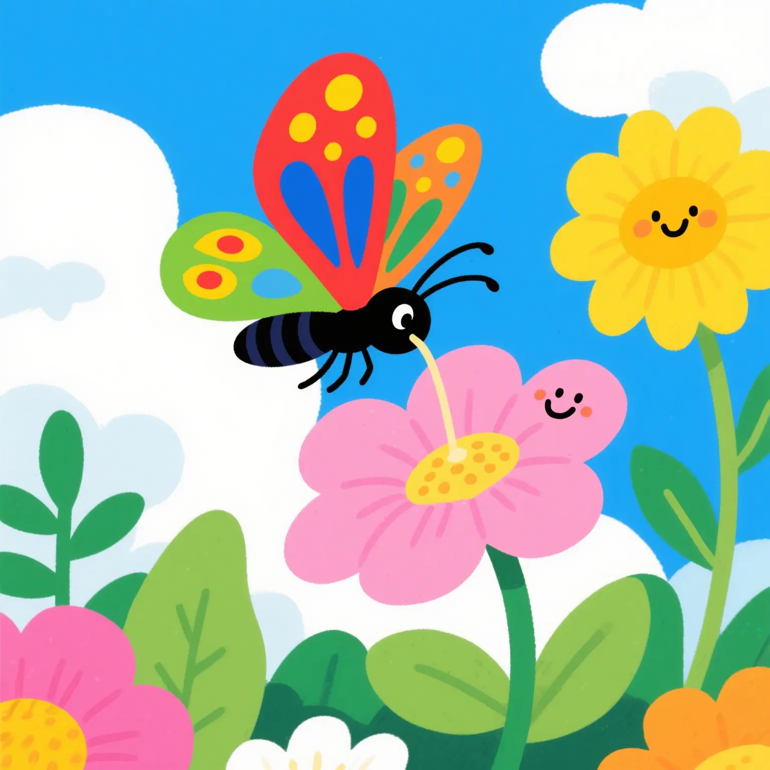 A little butterfly collecting nectar among the flowers