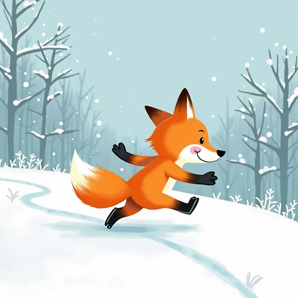 The little fox runs back to the forest