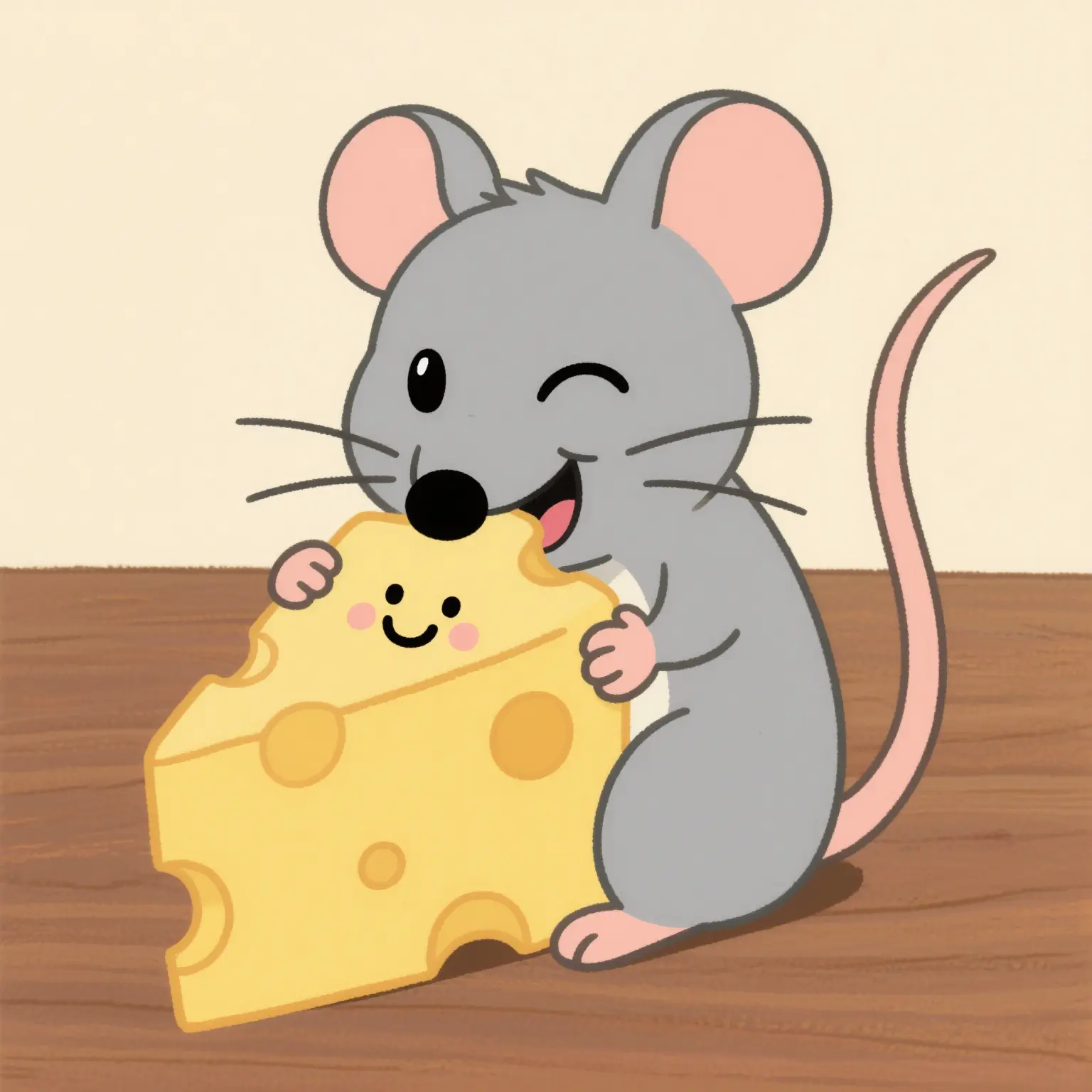 A little mouse eating cheese