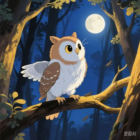 A little owl listening to the sounds of the night