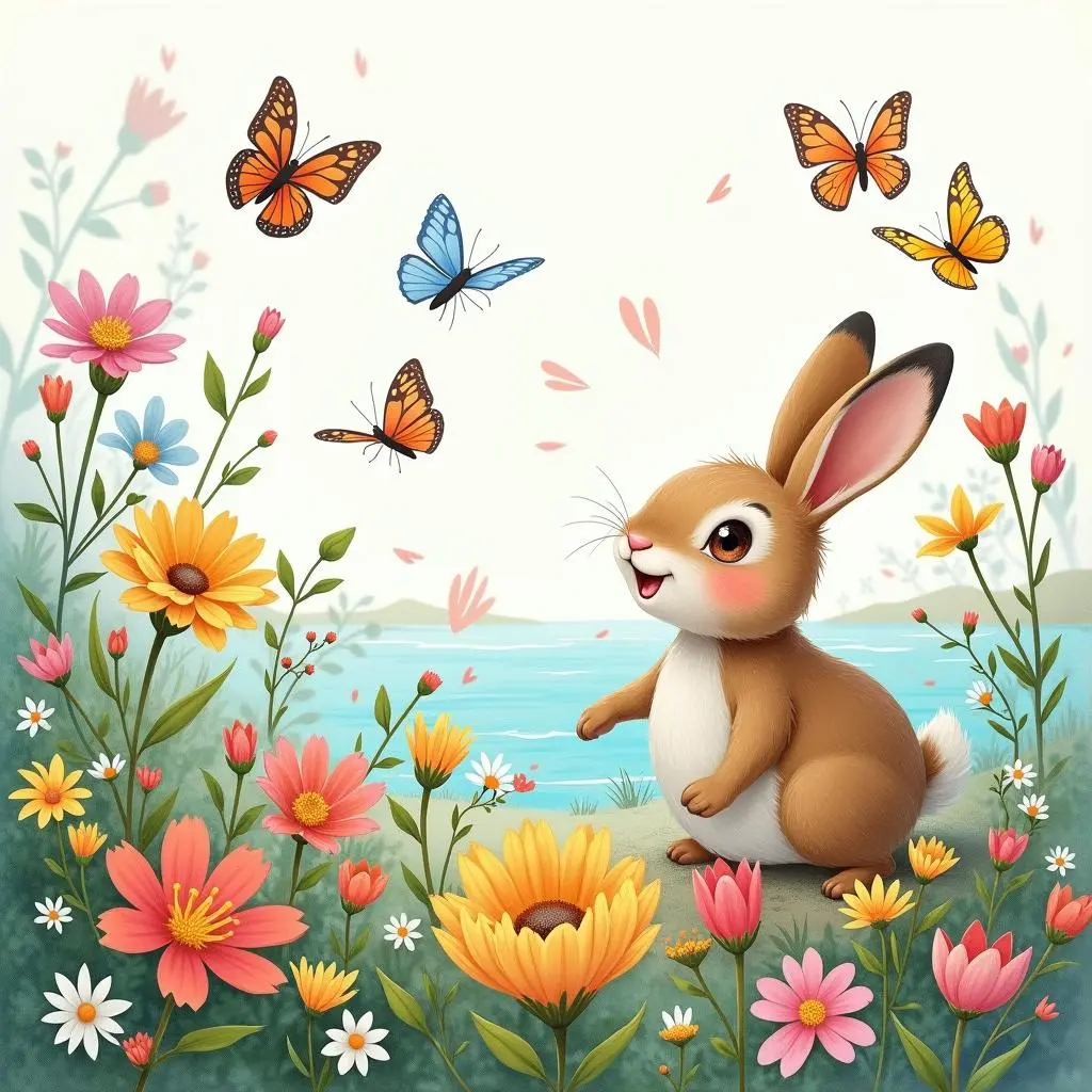 The little rabbit discovers a mysterious tree hole