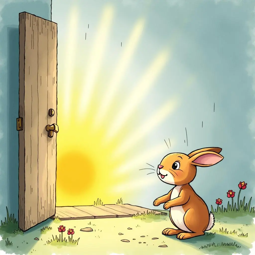 The little rabbit finds an exit