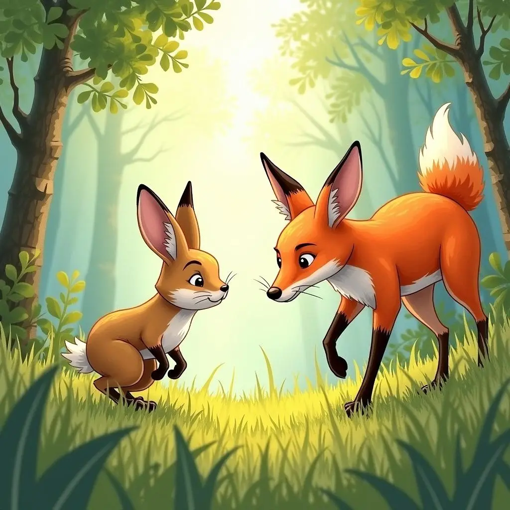 The little rabbit discovers the fox