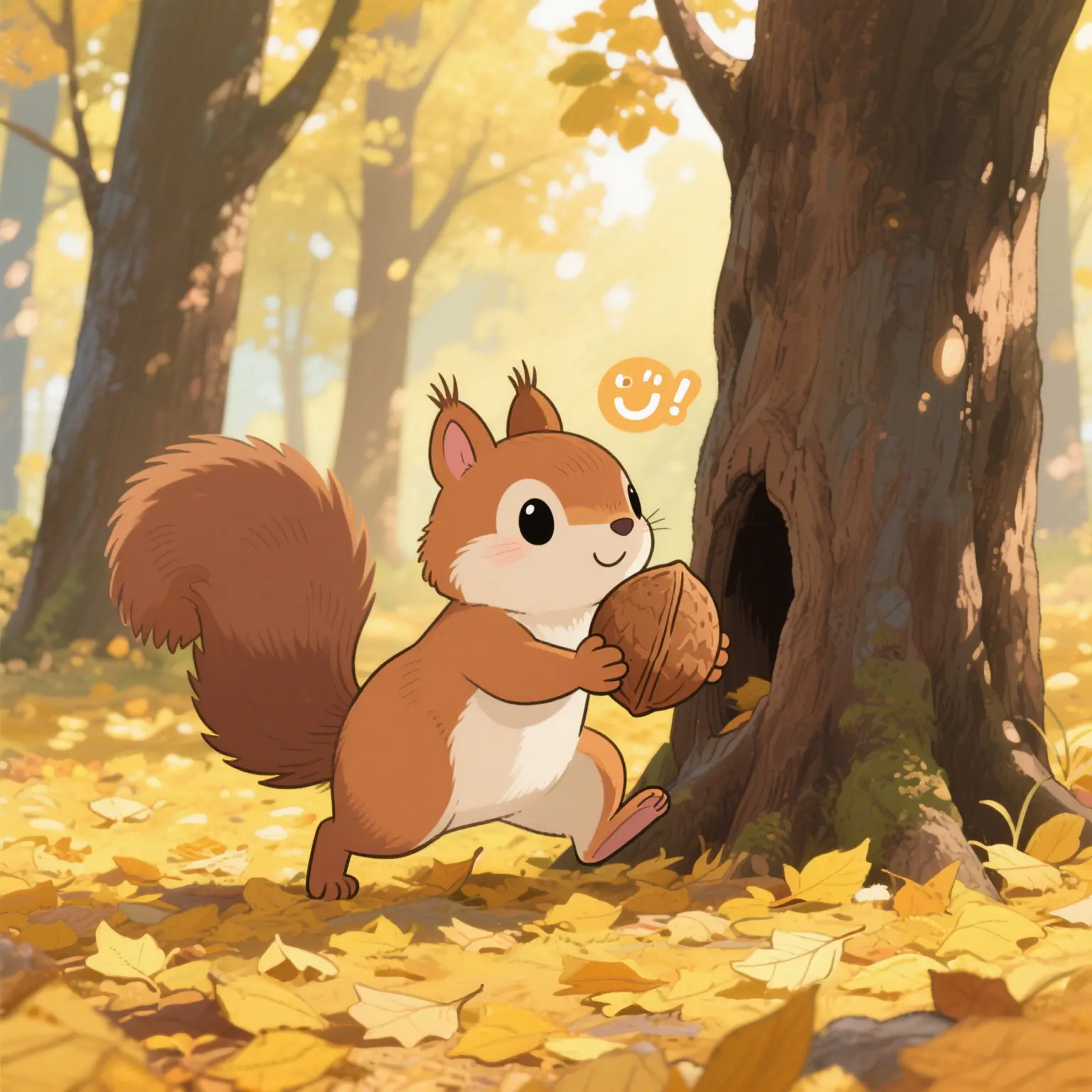 A little squirrel holding nuts