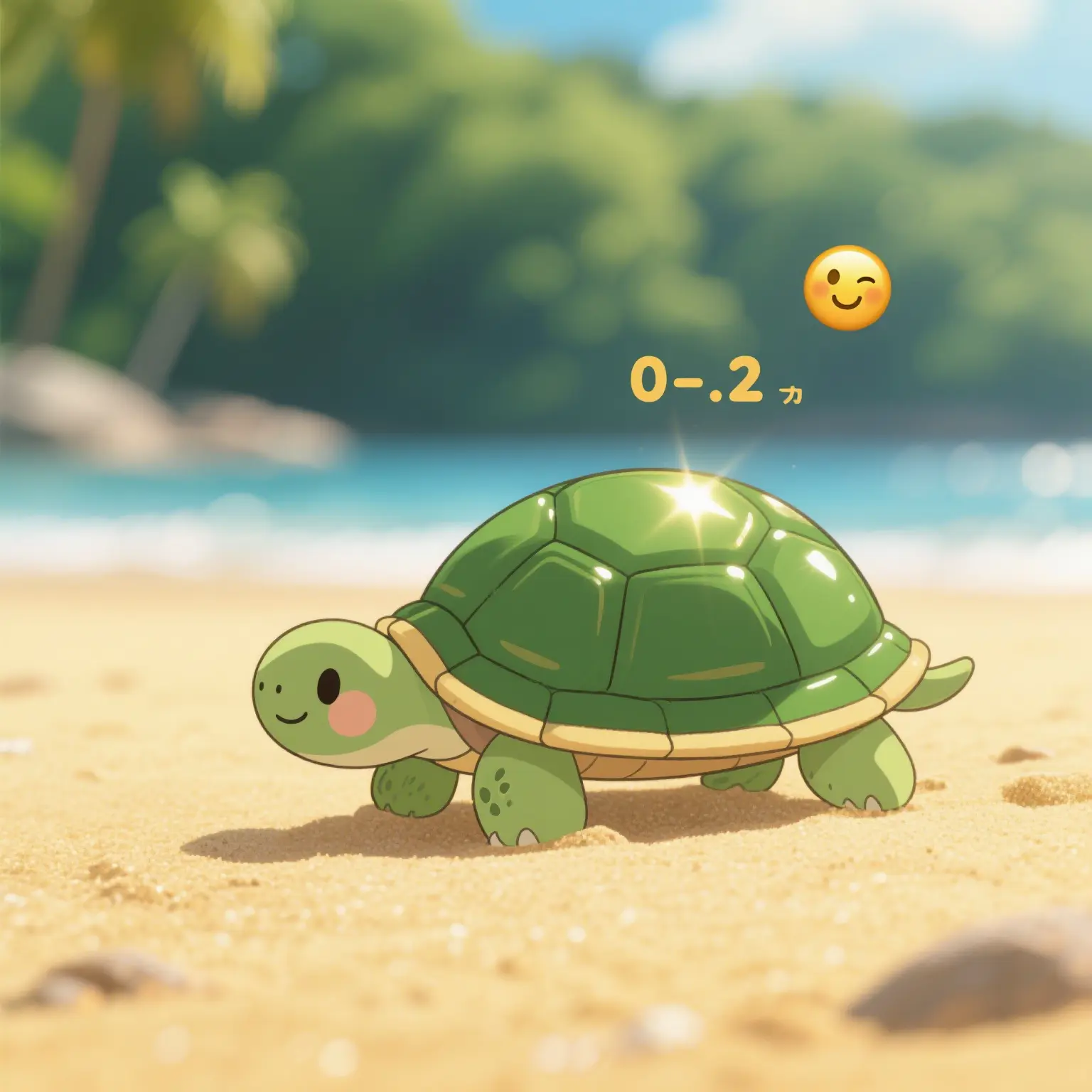 A little turtle crawling on the beach