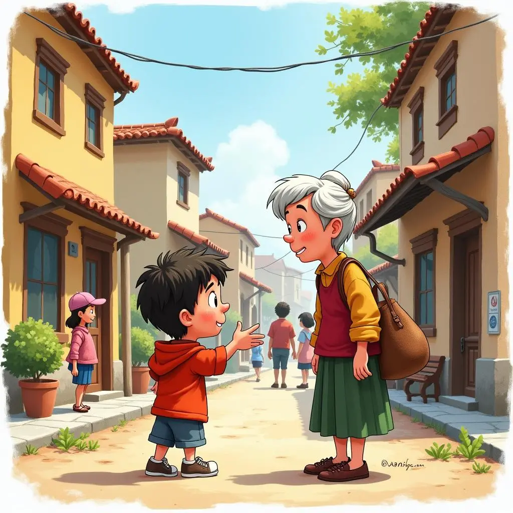 Bell helping an old granny