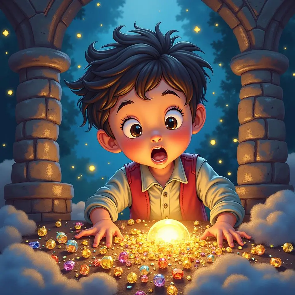Pierre discovers the treasures in the castle