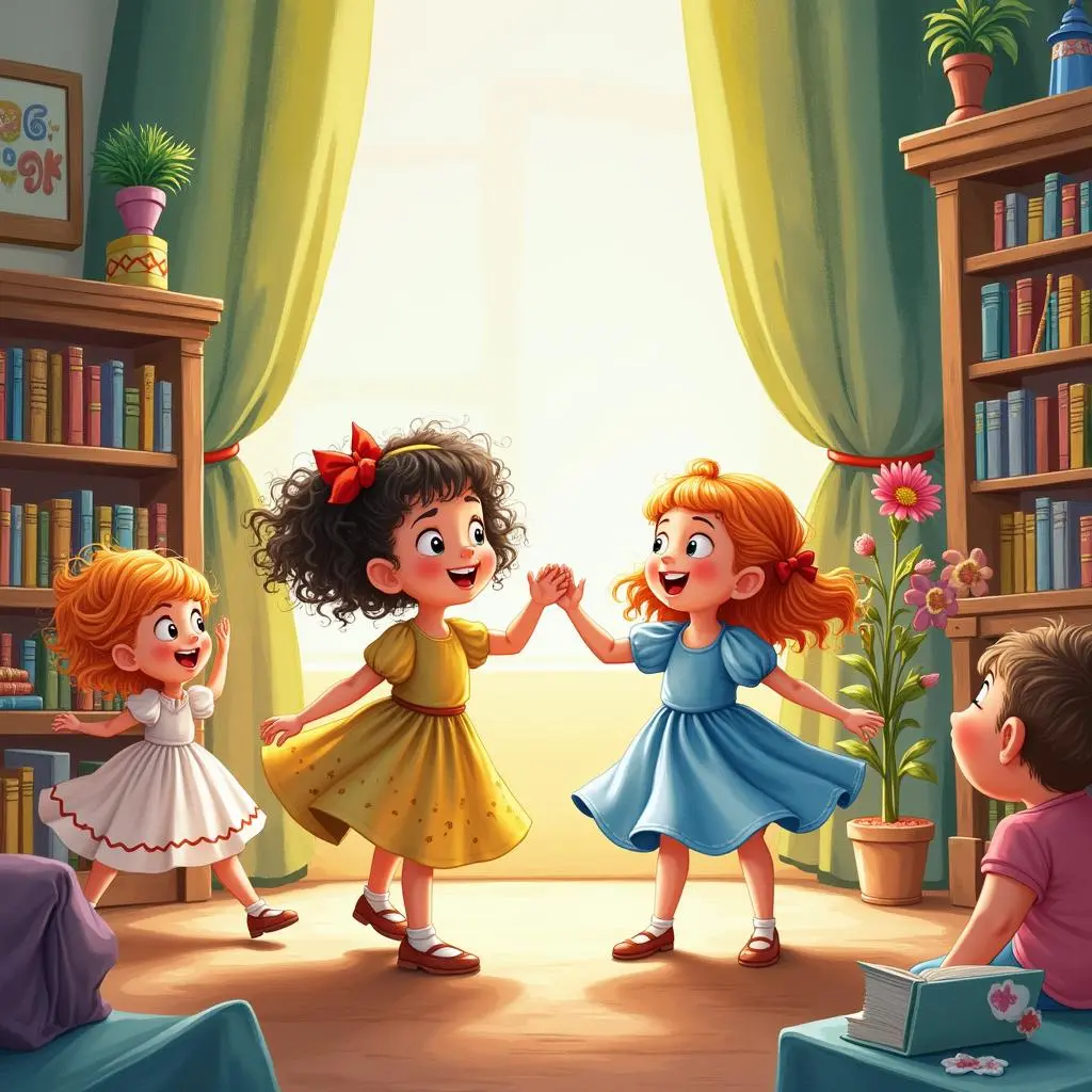 Lucy is playing with the fairy - tale characters