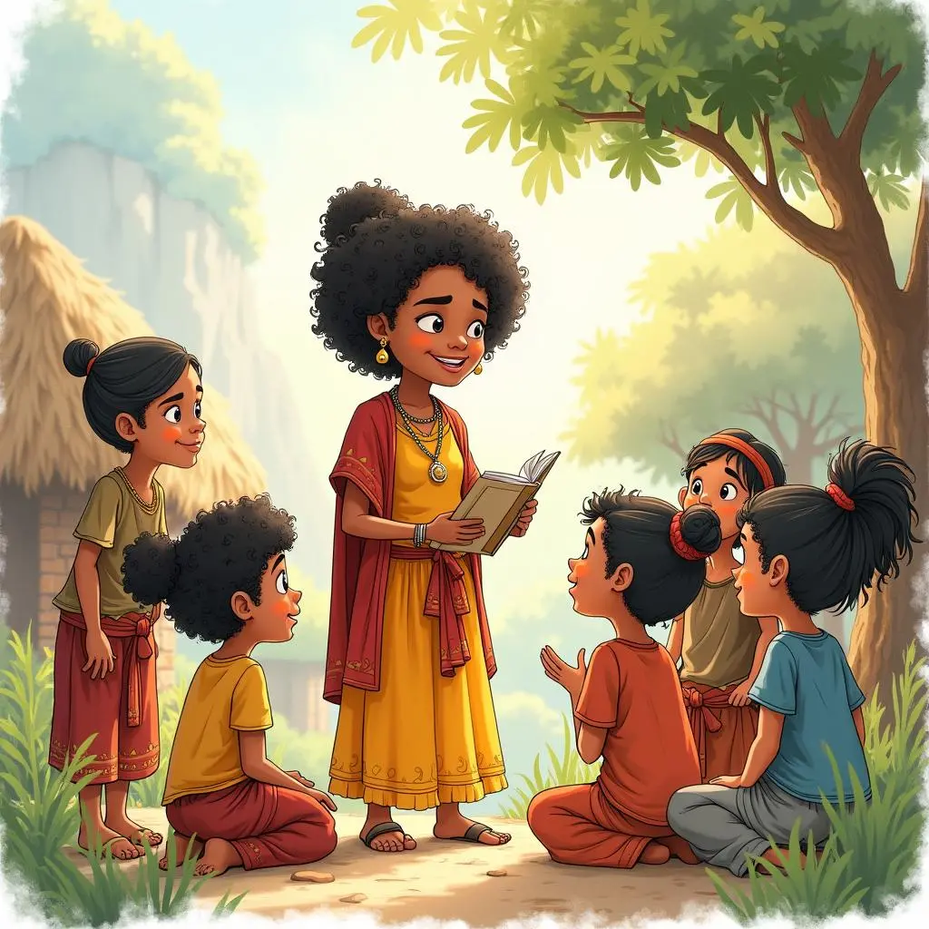 Maya shares knowledge with the villagers