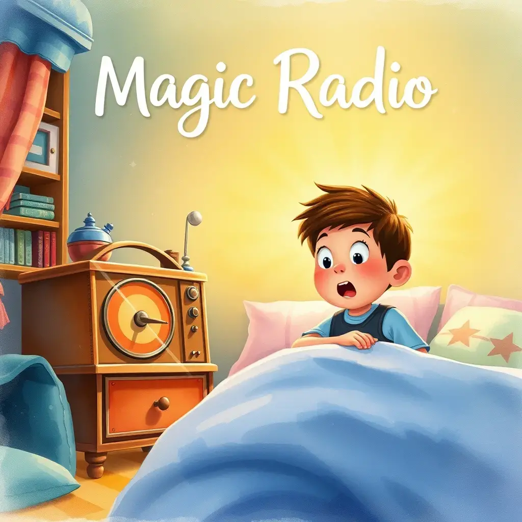 Tom sits on the bedside listening to the radio