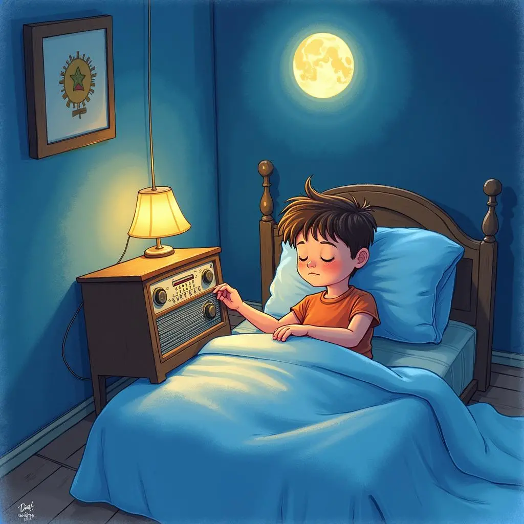 Tom goes to sleep with the radio