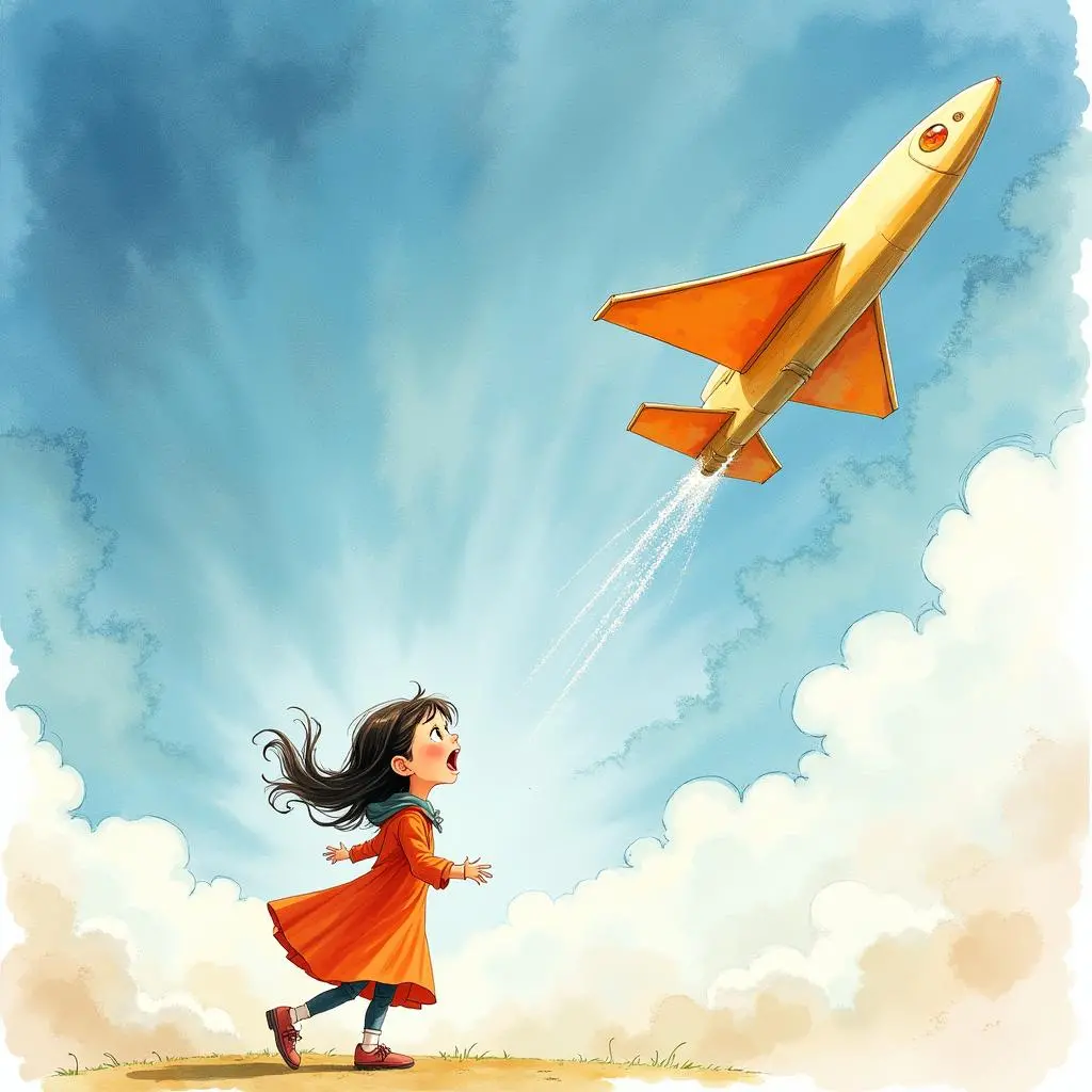 Lucy and the flying paper airplane