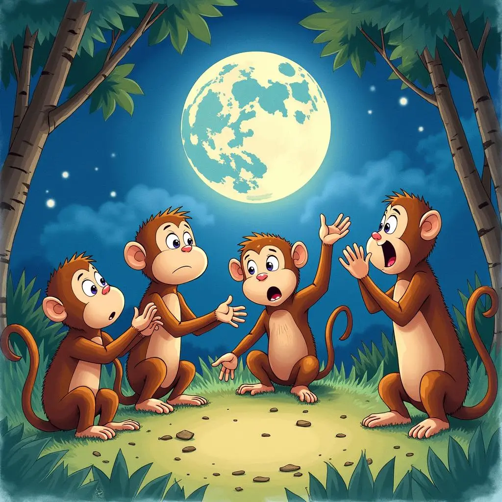 The monkeys are discussing with each other