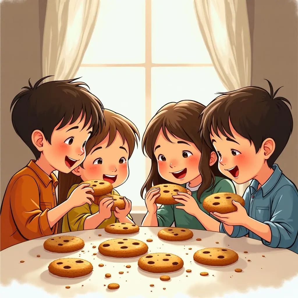 孩子们分享饼干