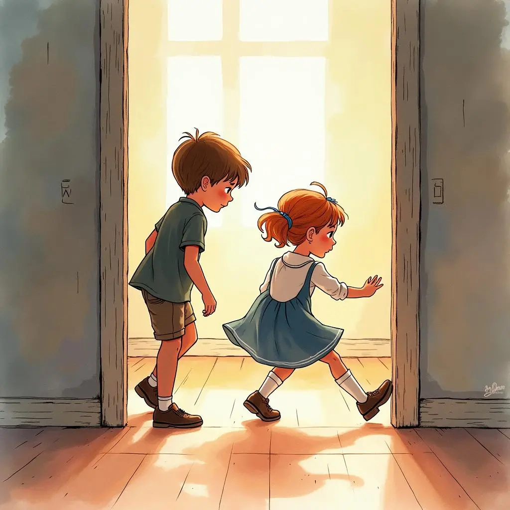 The girl and the boy are looking for the ball