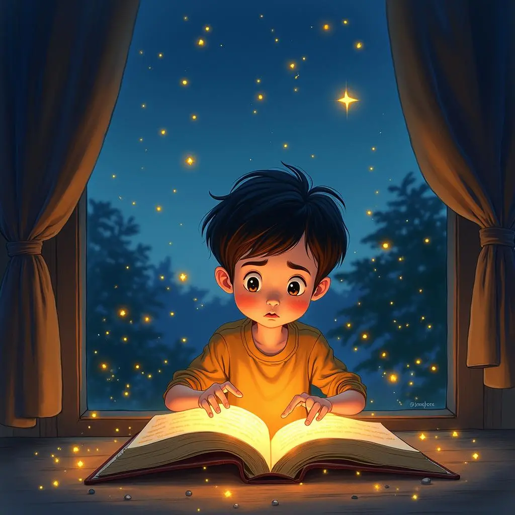 Che Yin reads by the light of fireflies