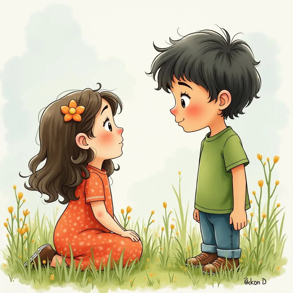 The nymph Echo confesses her love to Narkissos