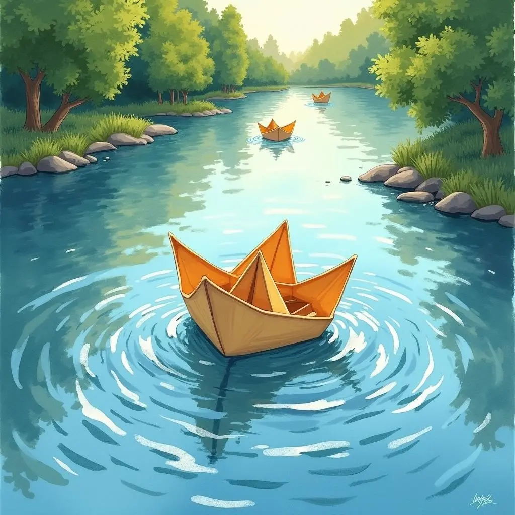 The paper boat meets small fish