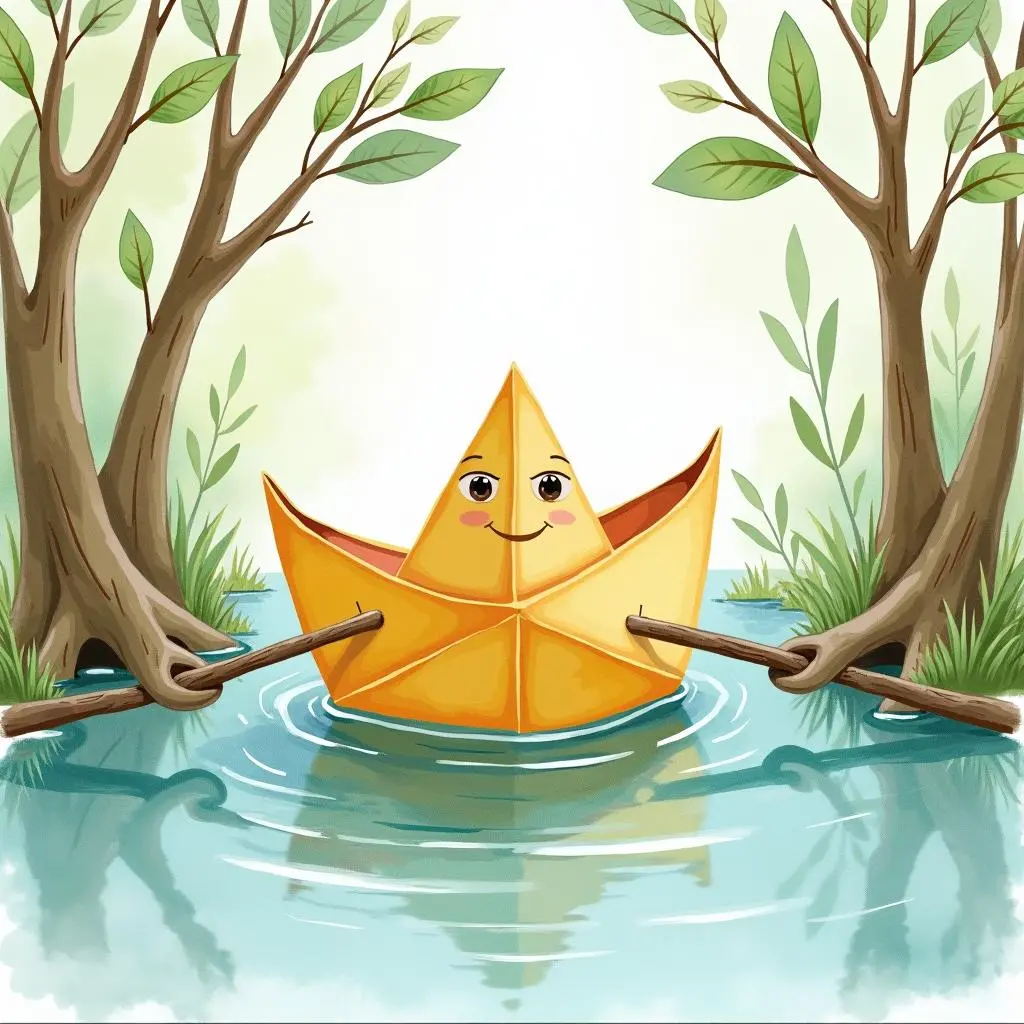 The paper boat encounters a whirlpool
