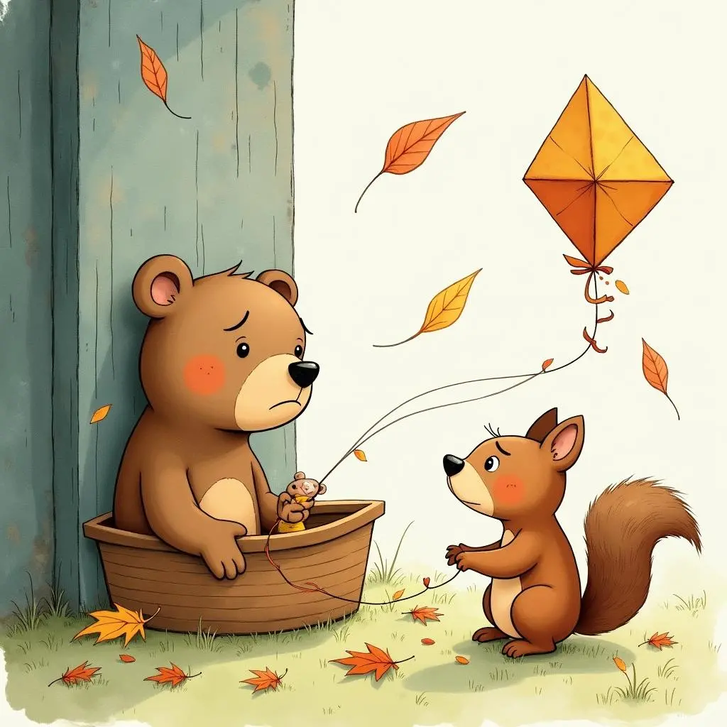 The paper boats and kites are put away